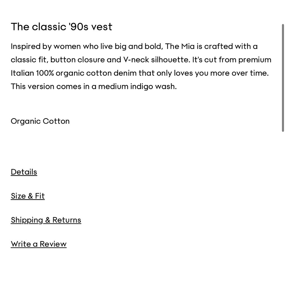 Aritzia Denim Forum The 90’s Mia Denim Vest - Picture 10 of 10